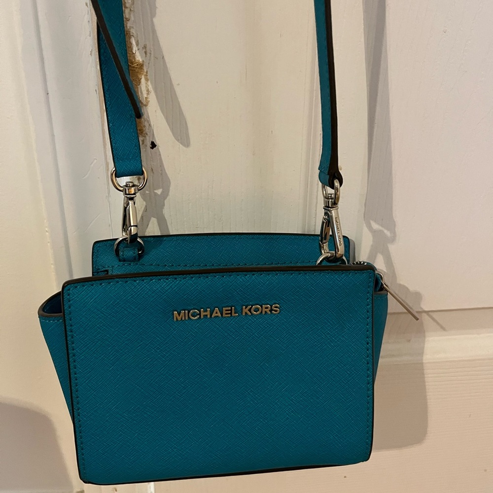 turquoise mini Michael Kors crossbody bag